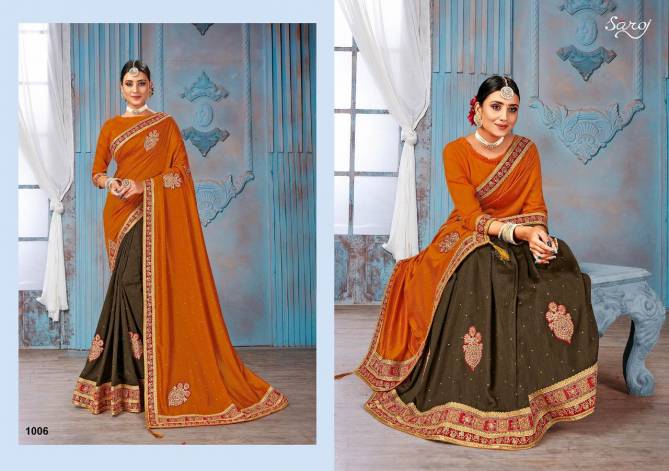 Saroj Sultana Fancy Festive Wear Vichitra Silk Embroidered Saree Collection